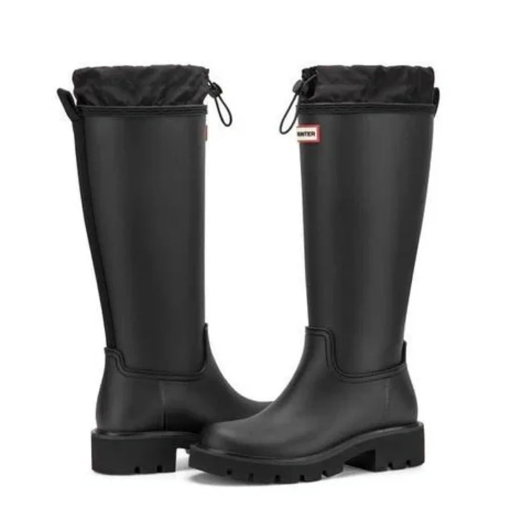 New Hunter Carson Lug Sole Rain Boot Black Sz 9